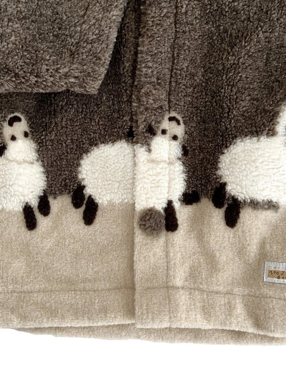 Toddler Coat, Brown Tan Sheep Theme Hooded Jacket, Size 2 Made in France, NWT